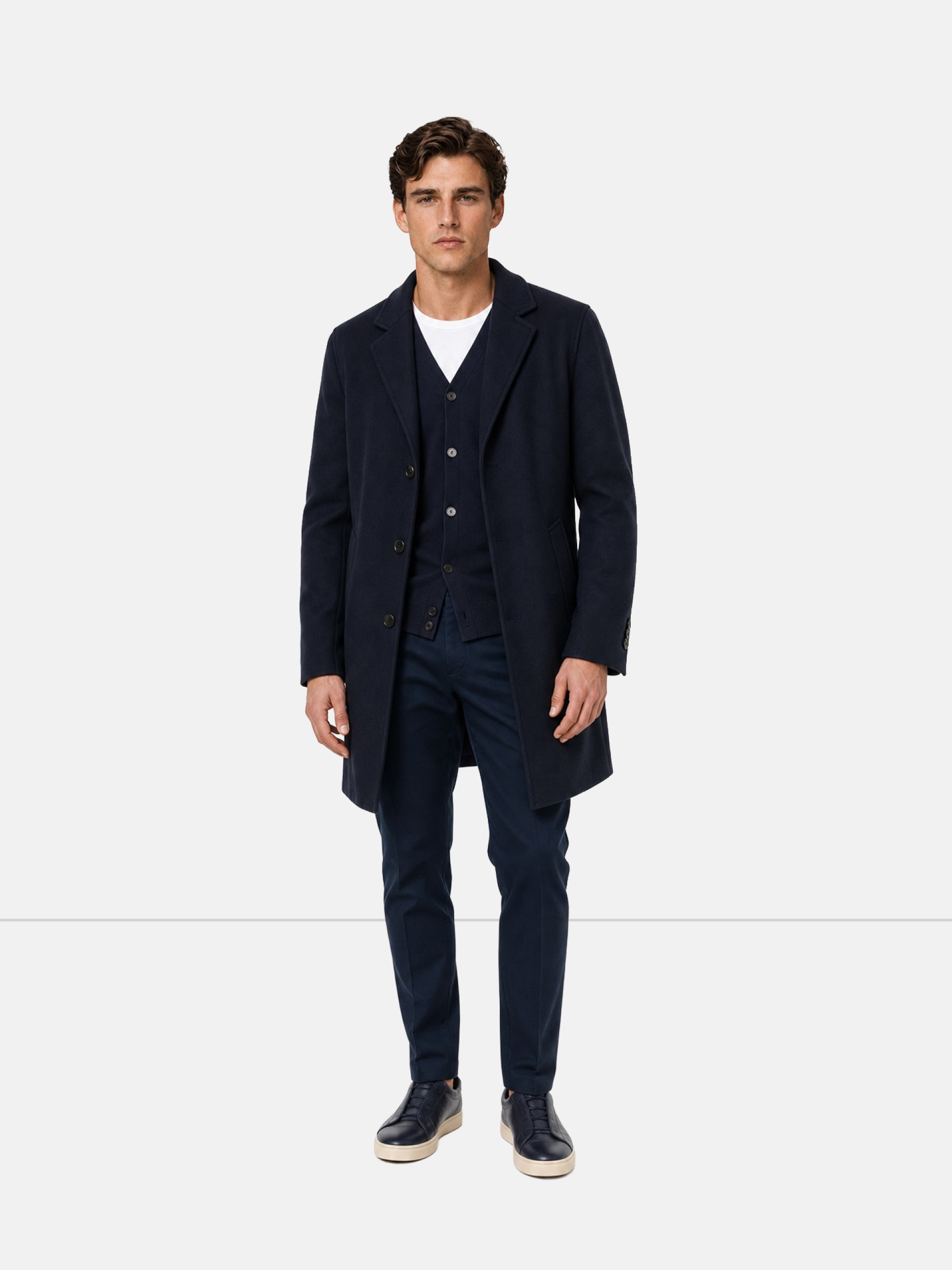Overcoat with classic lapel