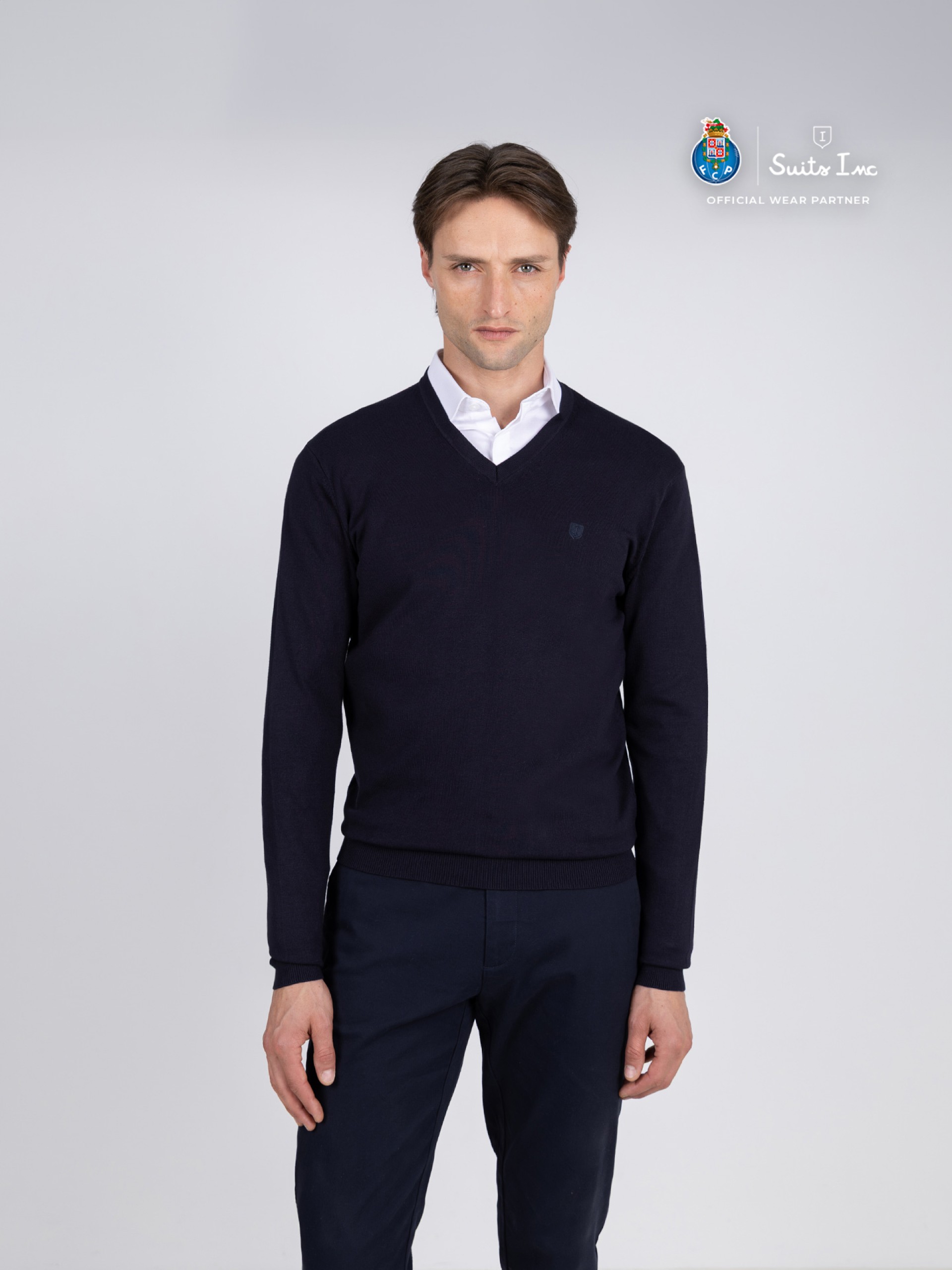 V-neck knit sweater