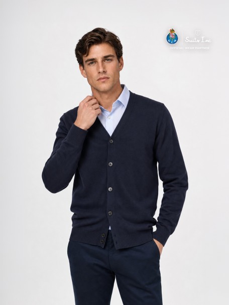 Cardigan de malha algod�o e caxemira