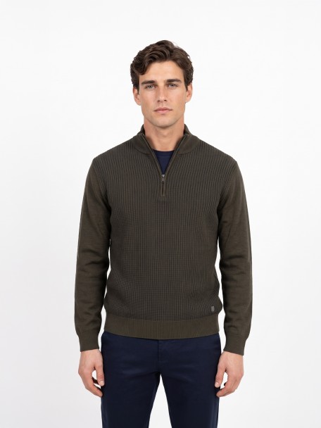 Half zip knitted jumper