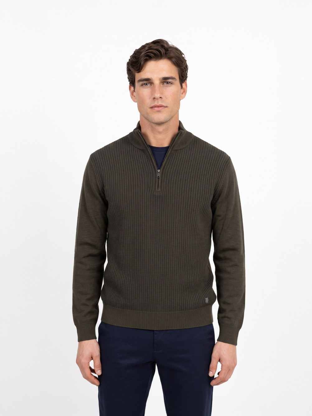 Half zip knitted jumper