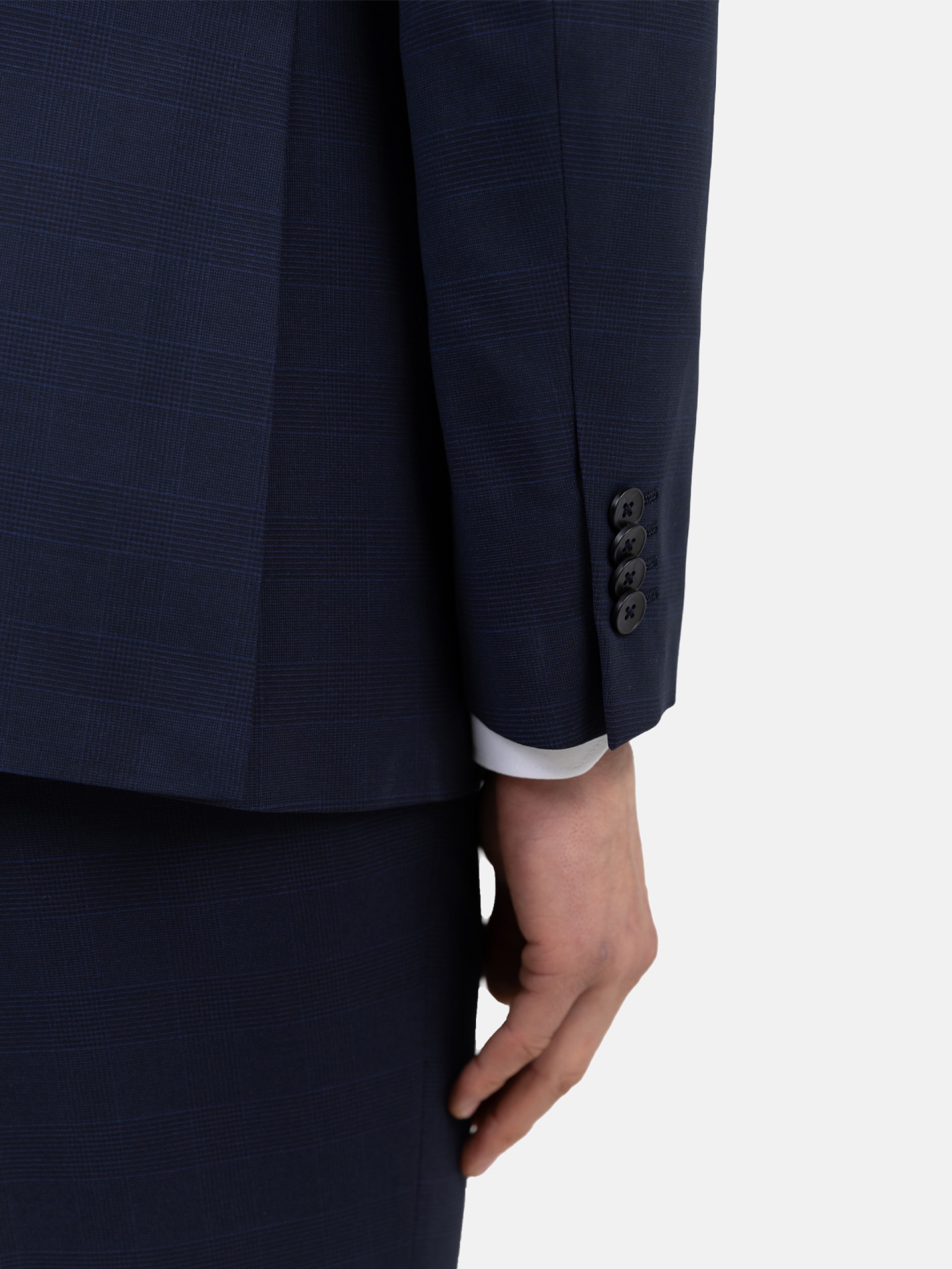 Traje azul cruzado con estampado