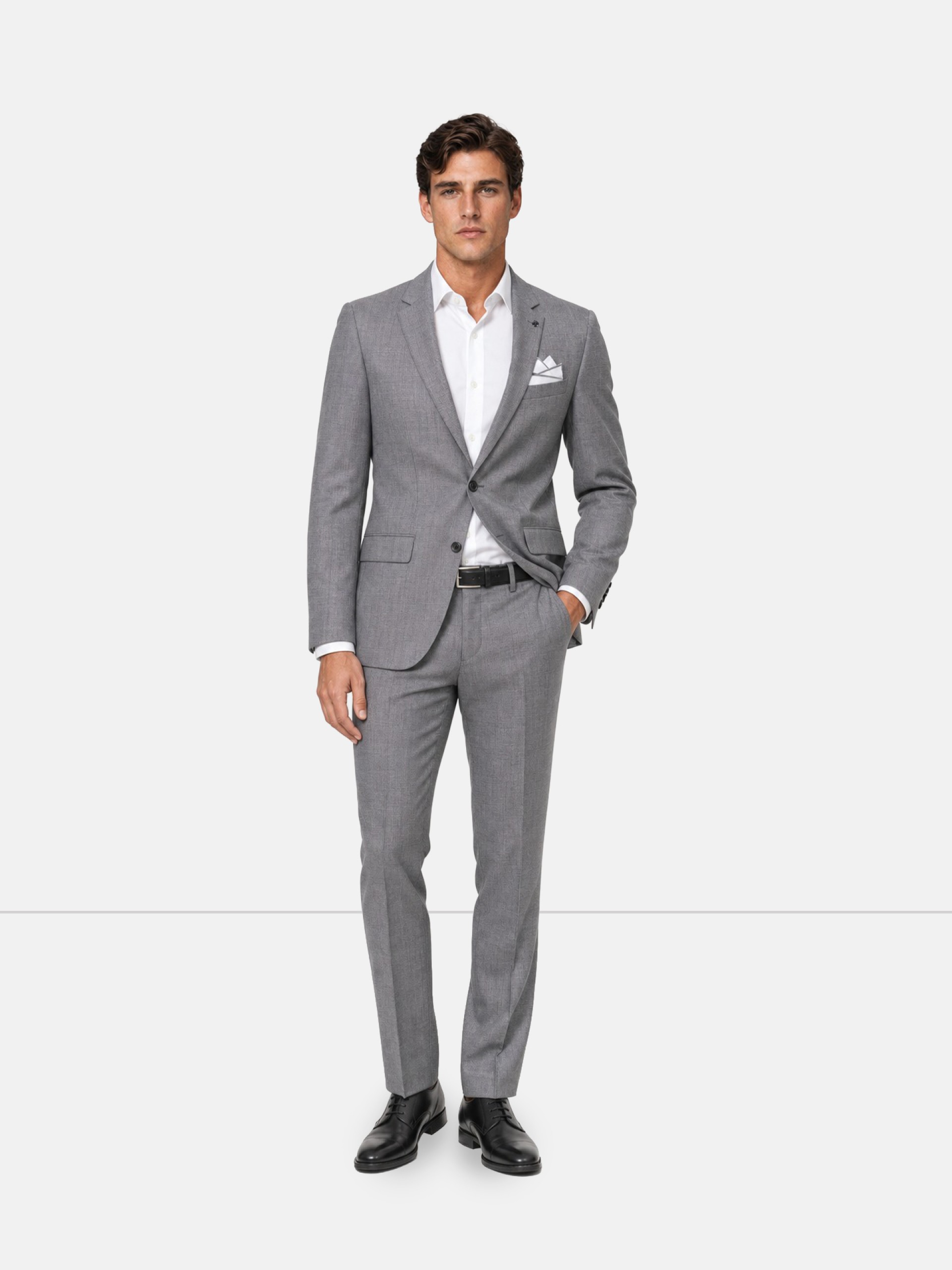 Regular Fit Micro Pattern Suit with Wool