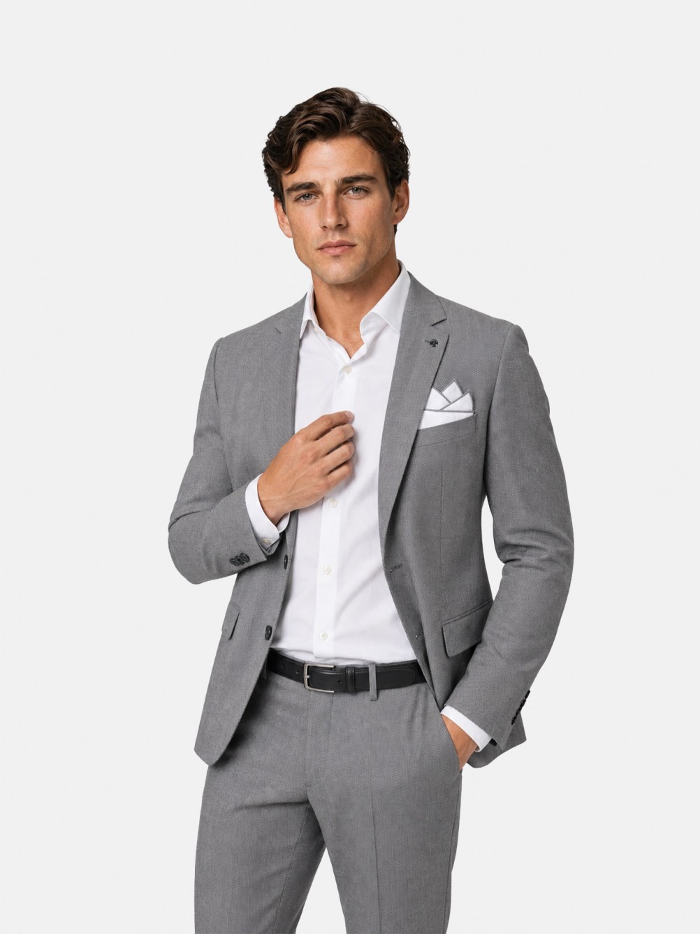 Regular Fit Micro Pattern Suit with Wool