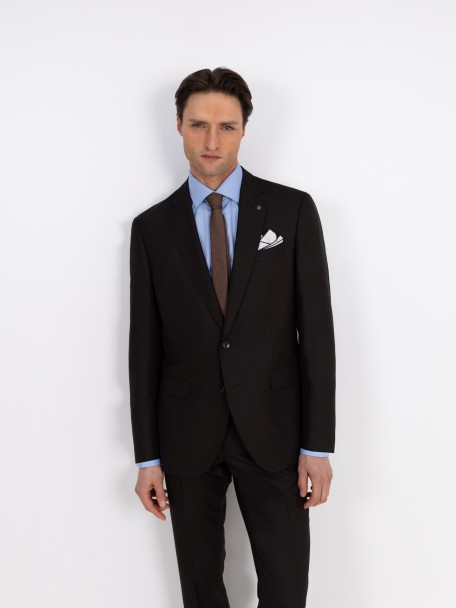 Fato de micro padrão regular fit com lã Fato de micro padrão regular fit com lã