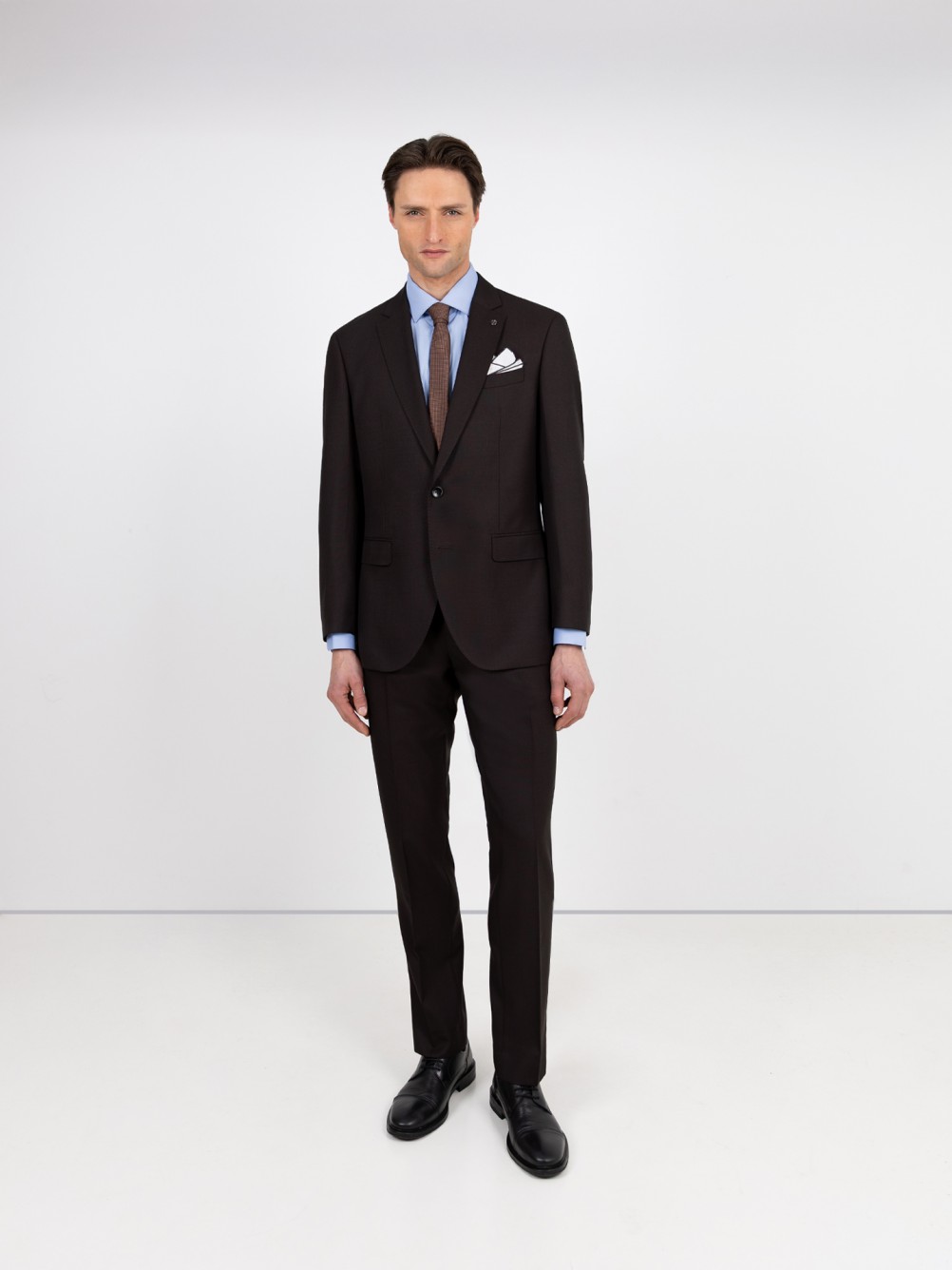 Regular Fit Micro Pattern Suit with Wool