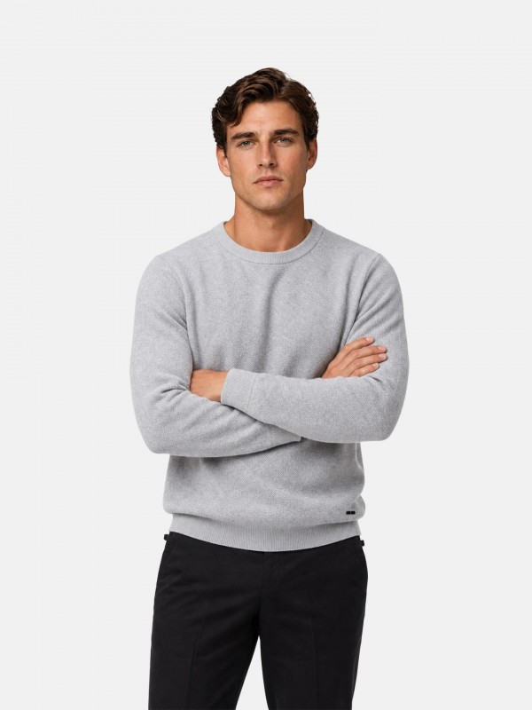 Camisola de malha algod�o gola redonda