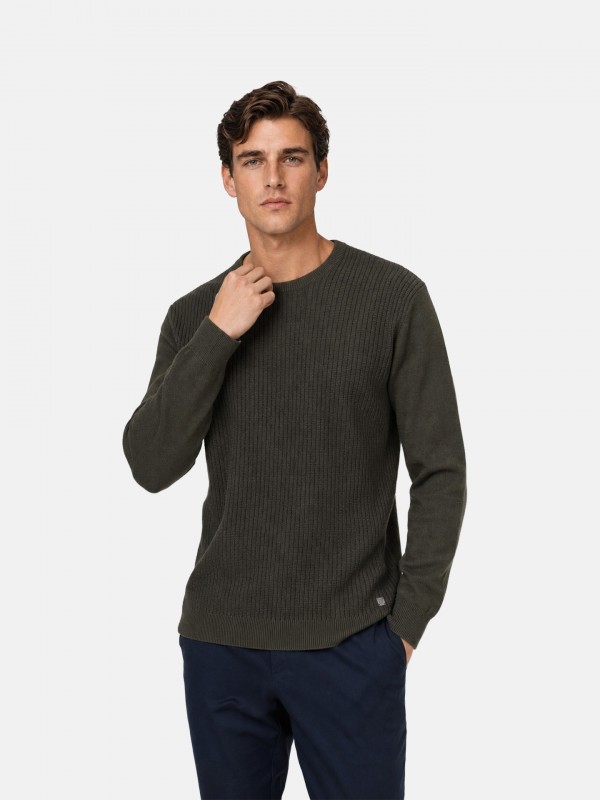 Camisola de malha gola redonda