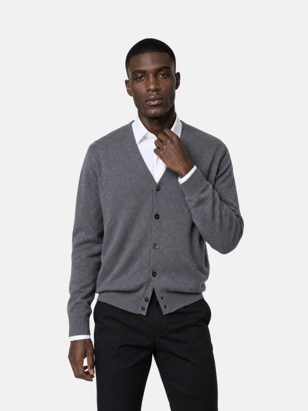 Cardigan de malha algod�o e caxemira