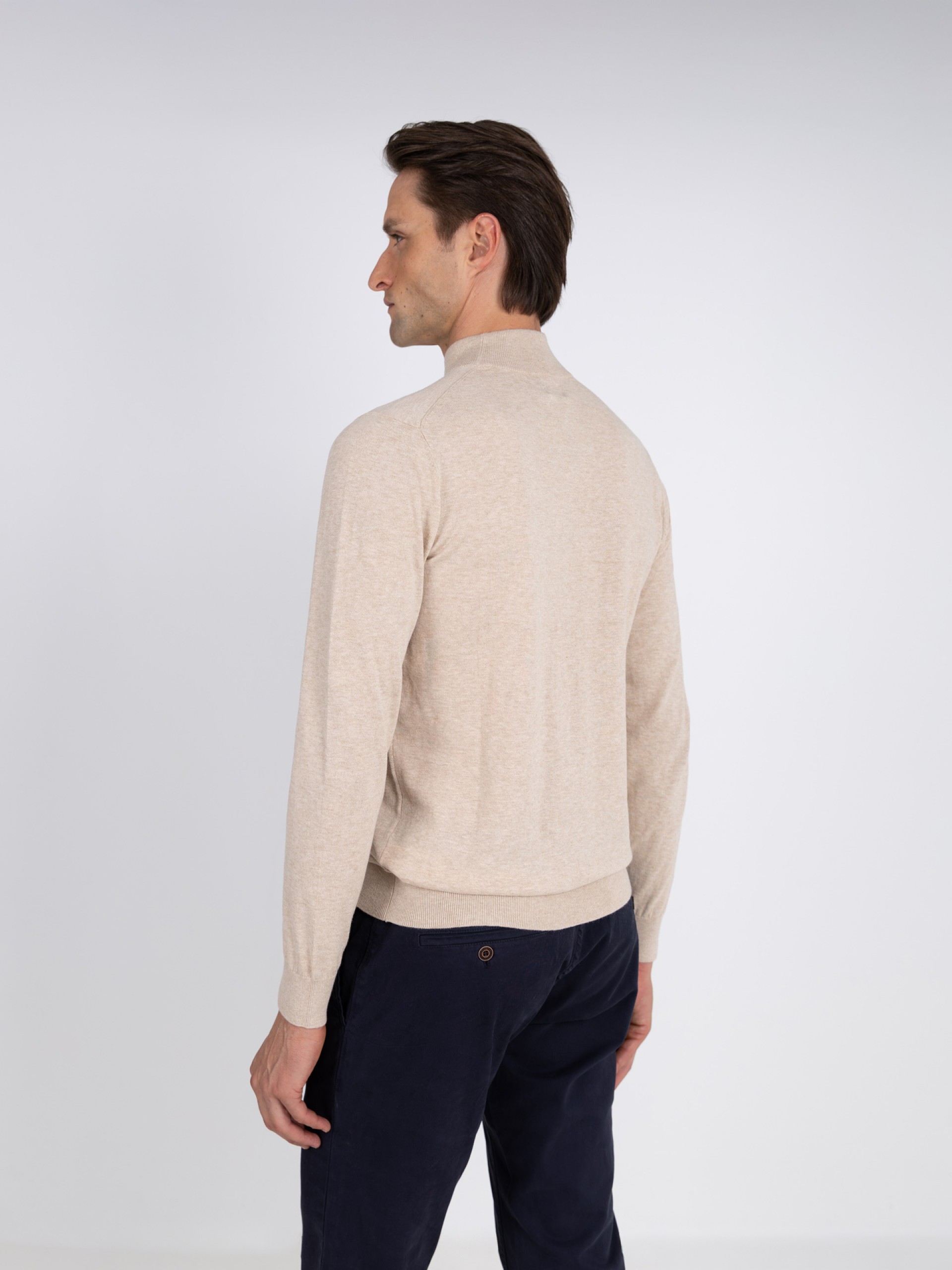 Camisola de meia gola algodão e caxemira