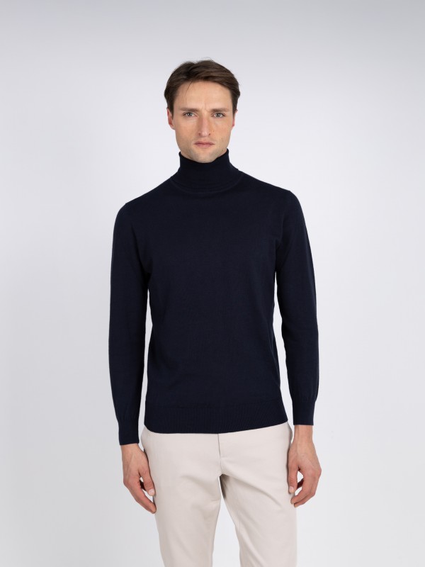 Camisola de gola alta algod�o e caxemira
