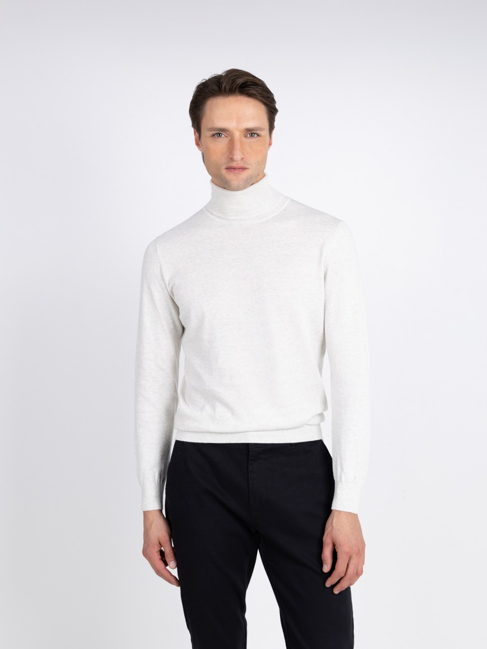 Camisola de gola alta algodão e caxemira