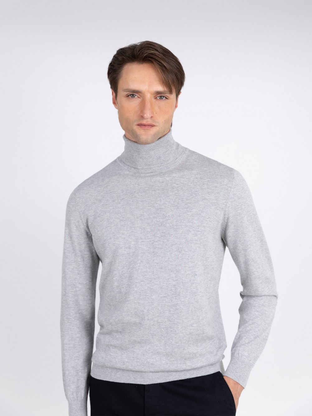 Camisola de gola alta algodão e caxemira