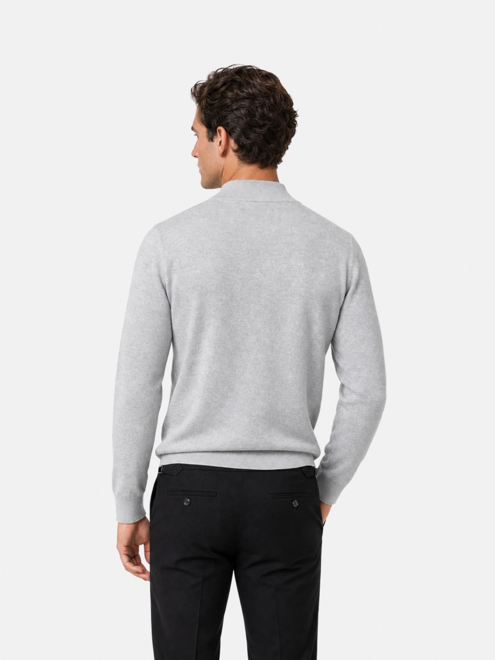 Camisola de meia gola algodão e caxemira