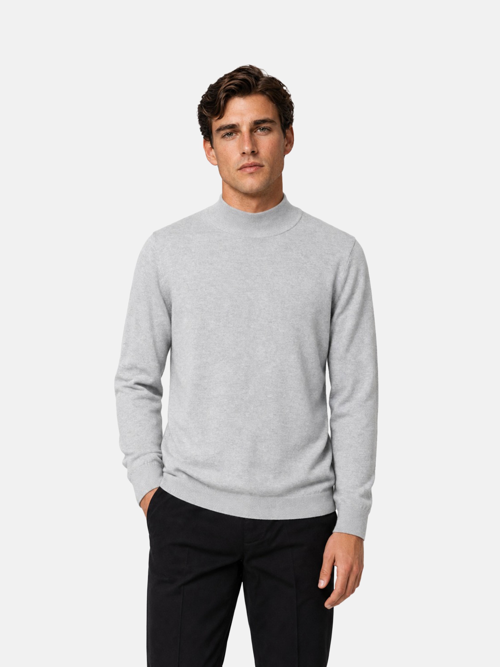 Camisola de meia gola algodão e caxemira