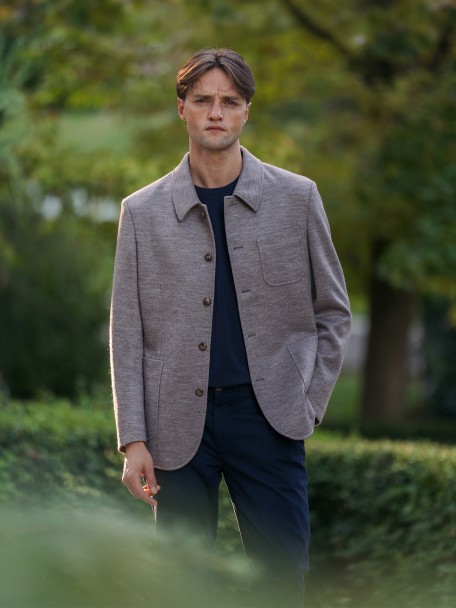 Wool-blend knitted blazer