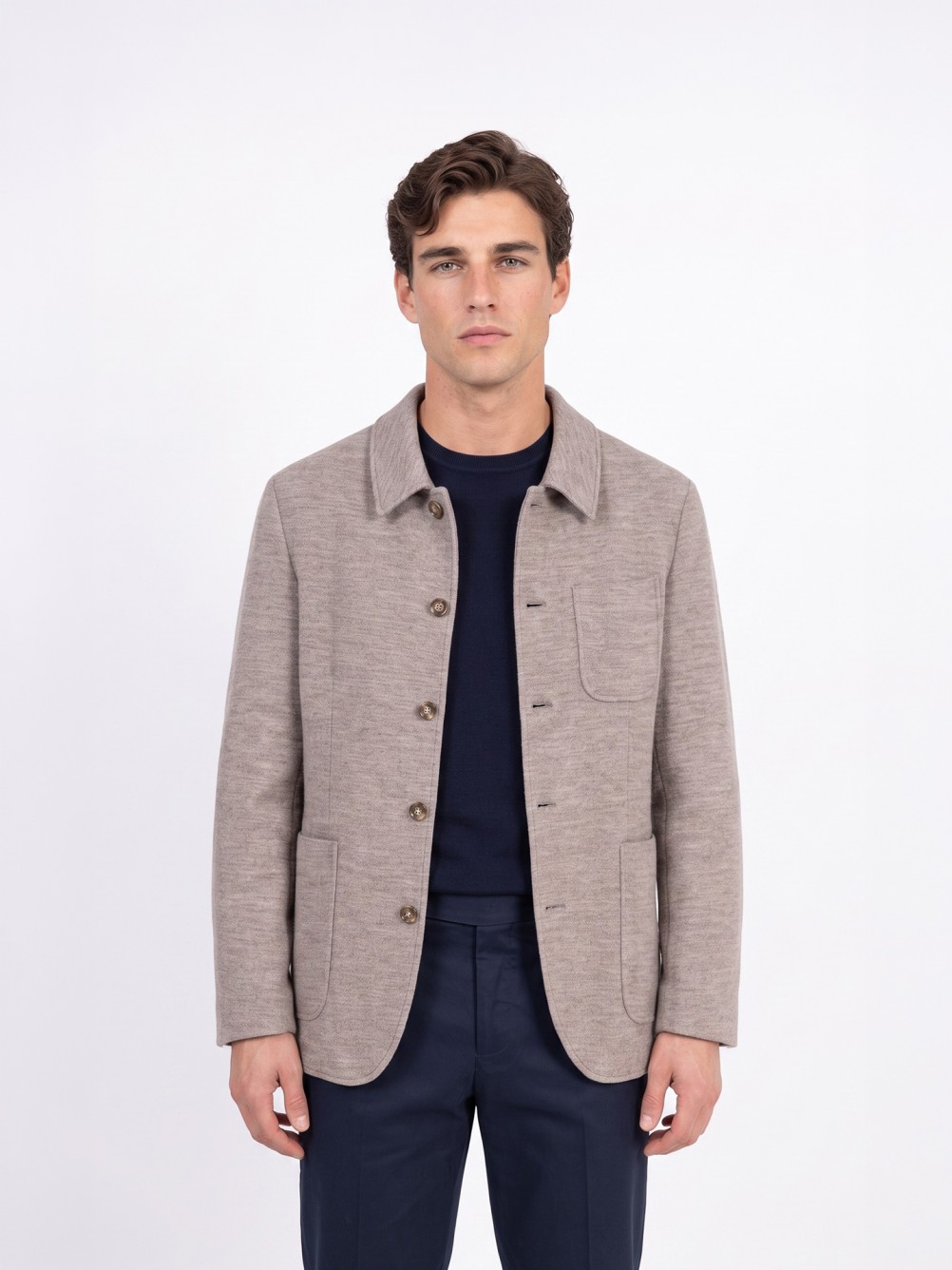 Wool-blend knitted blazer