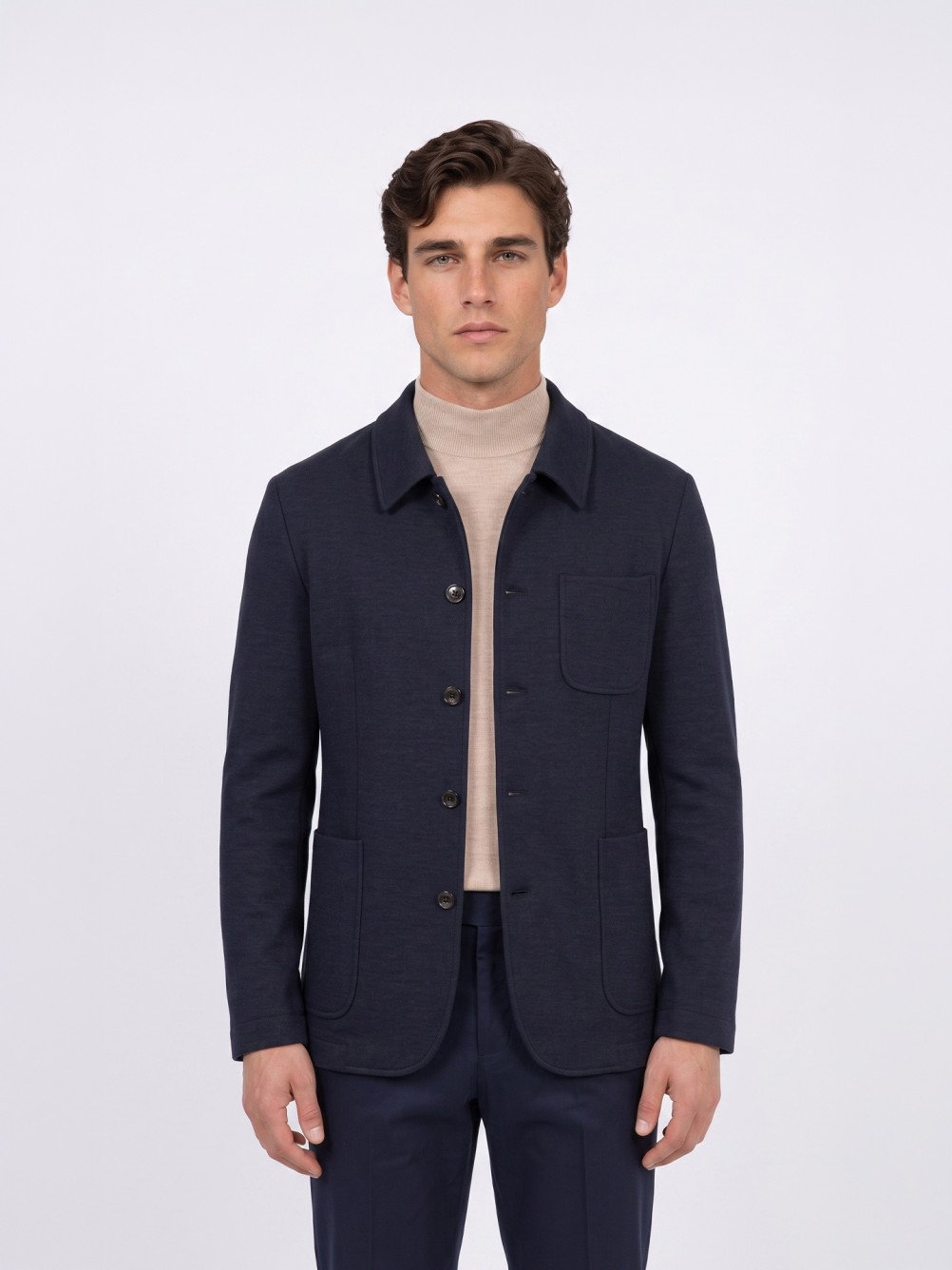 Wool-blend knitted blazer