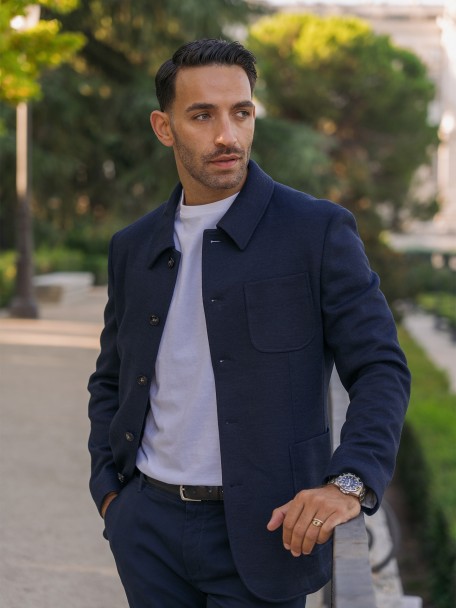 Wool-blend knitted blazer