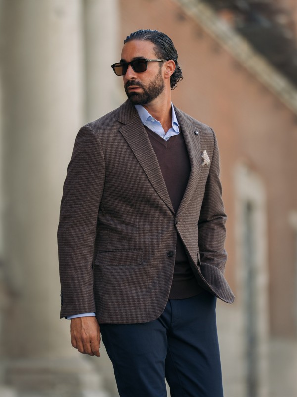 Blazer de micro padrão com lã Blazer de micro padrão com lã