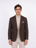 Micro-pattern blazer with wool