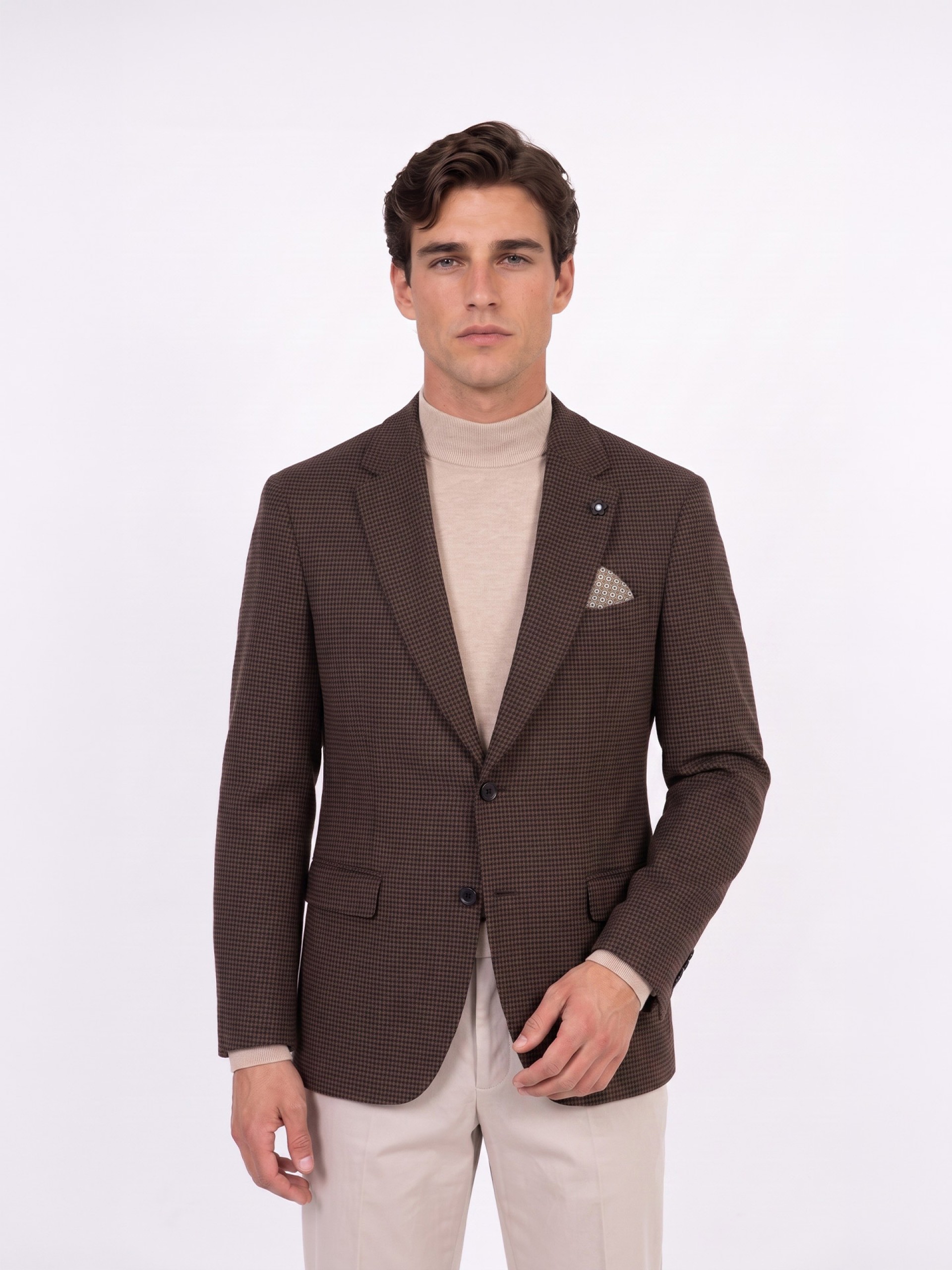 Blazer de micro padrão com lã