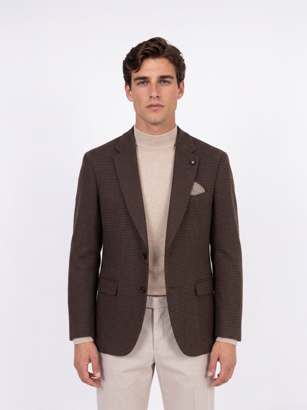 Micro-pattern blazer with wool