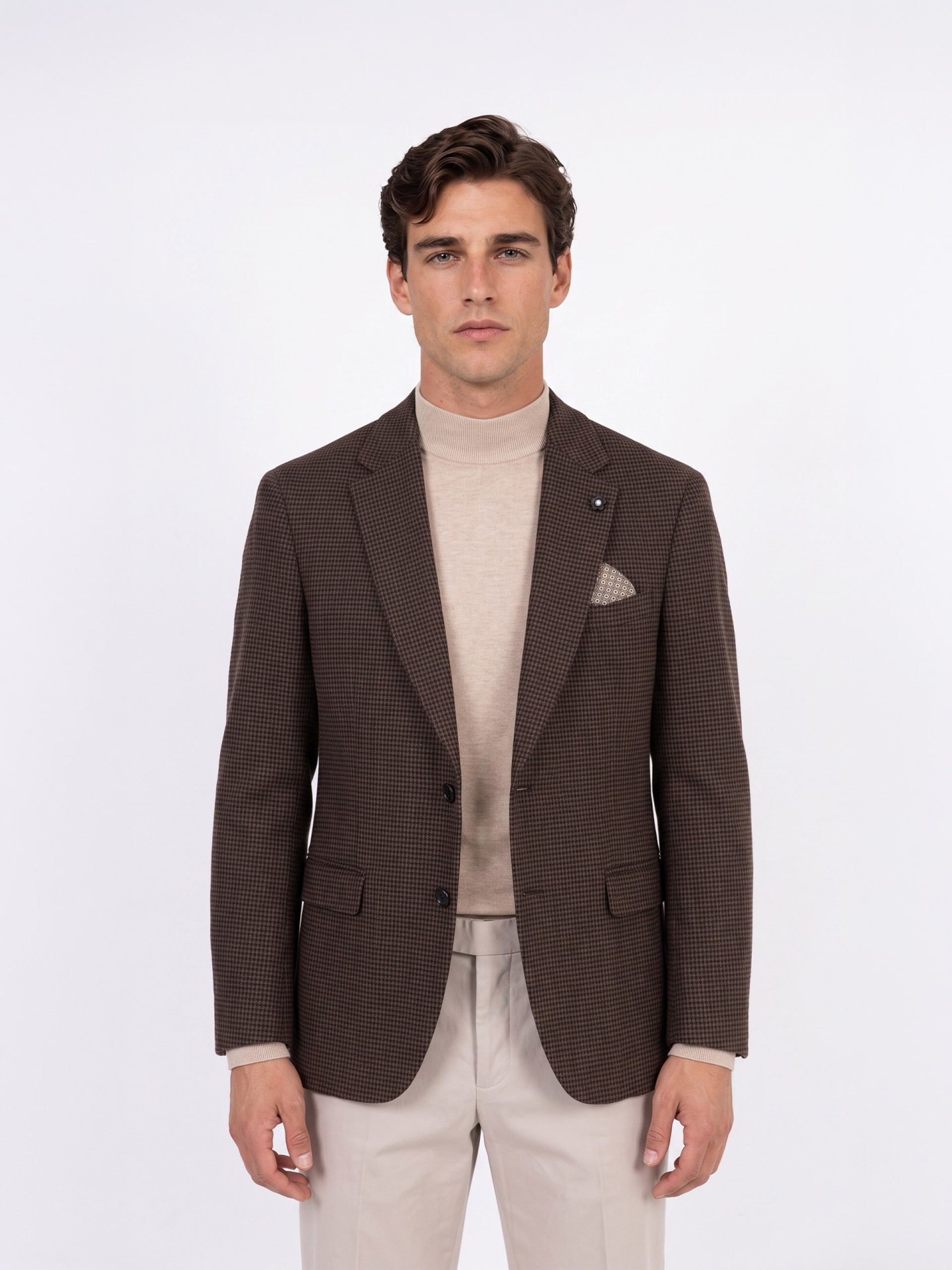 Blazer de micro padrão com lã
