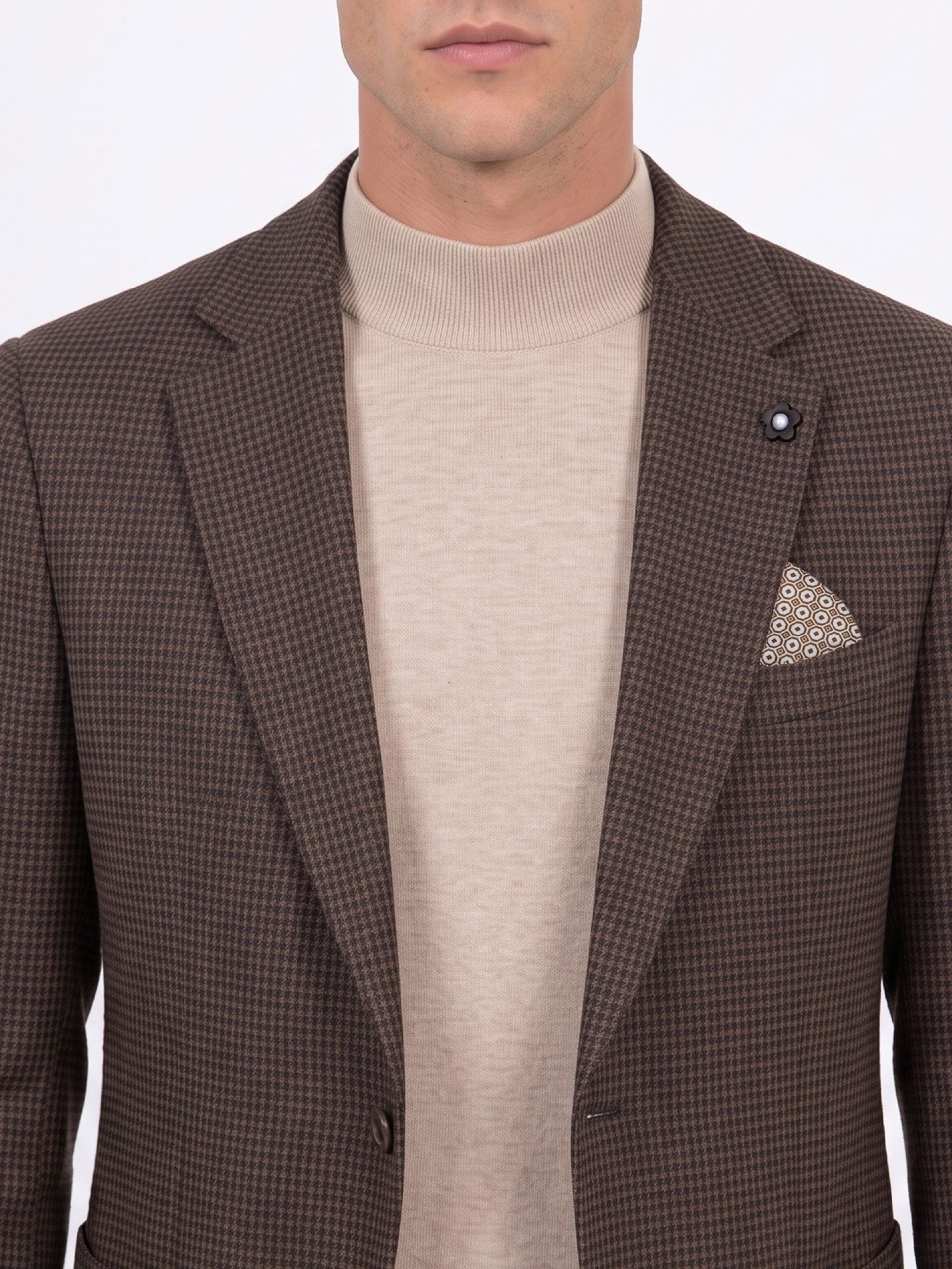 Blazer de micro padrão com lã