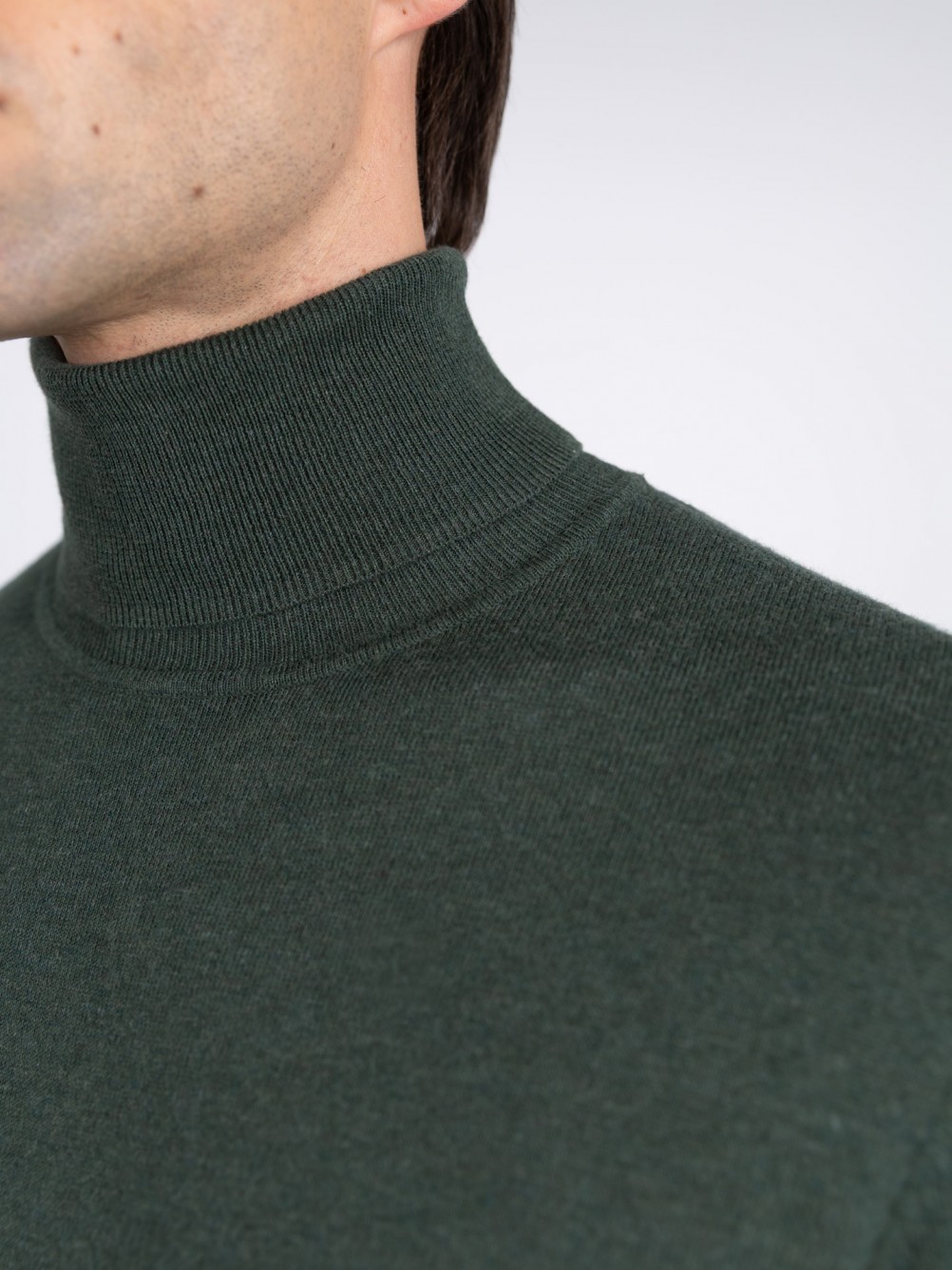 Camisola de gola alta algodão e caxemira