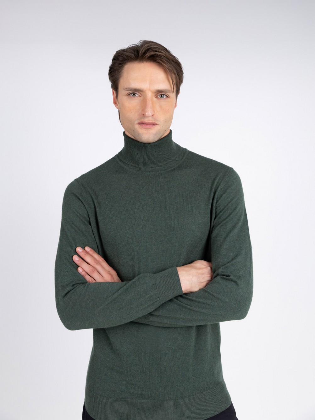 Camisola de gola alta algodão e caxemira