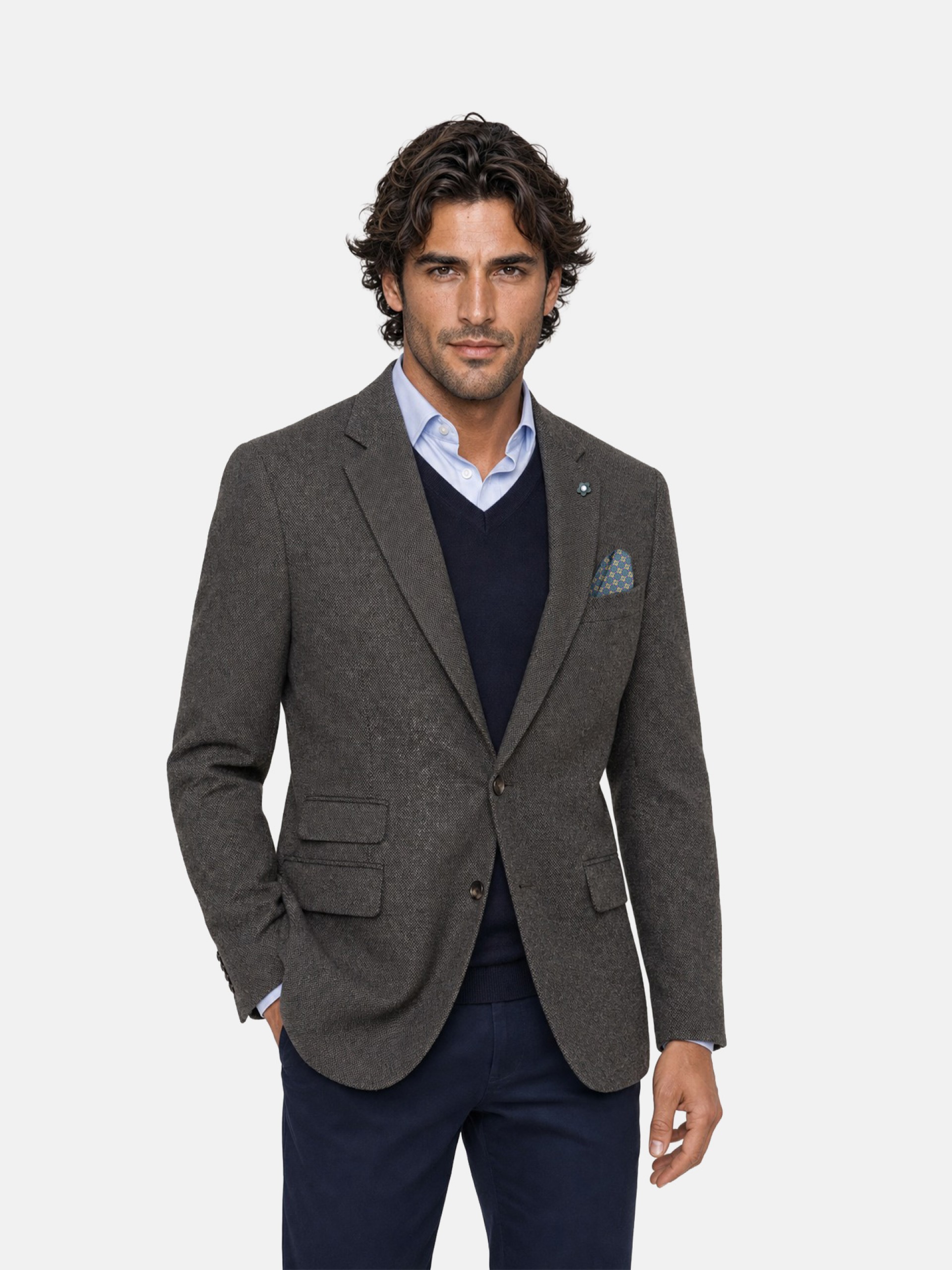 Blazer de micro padrão com lã