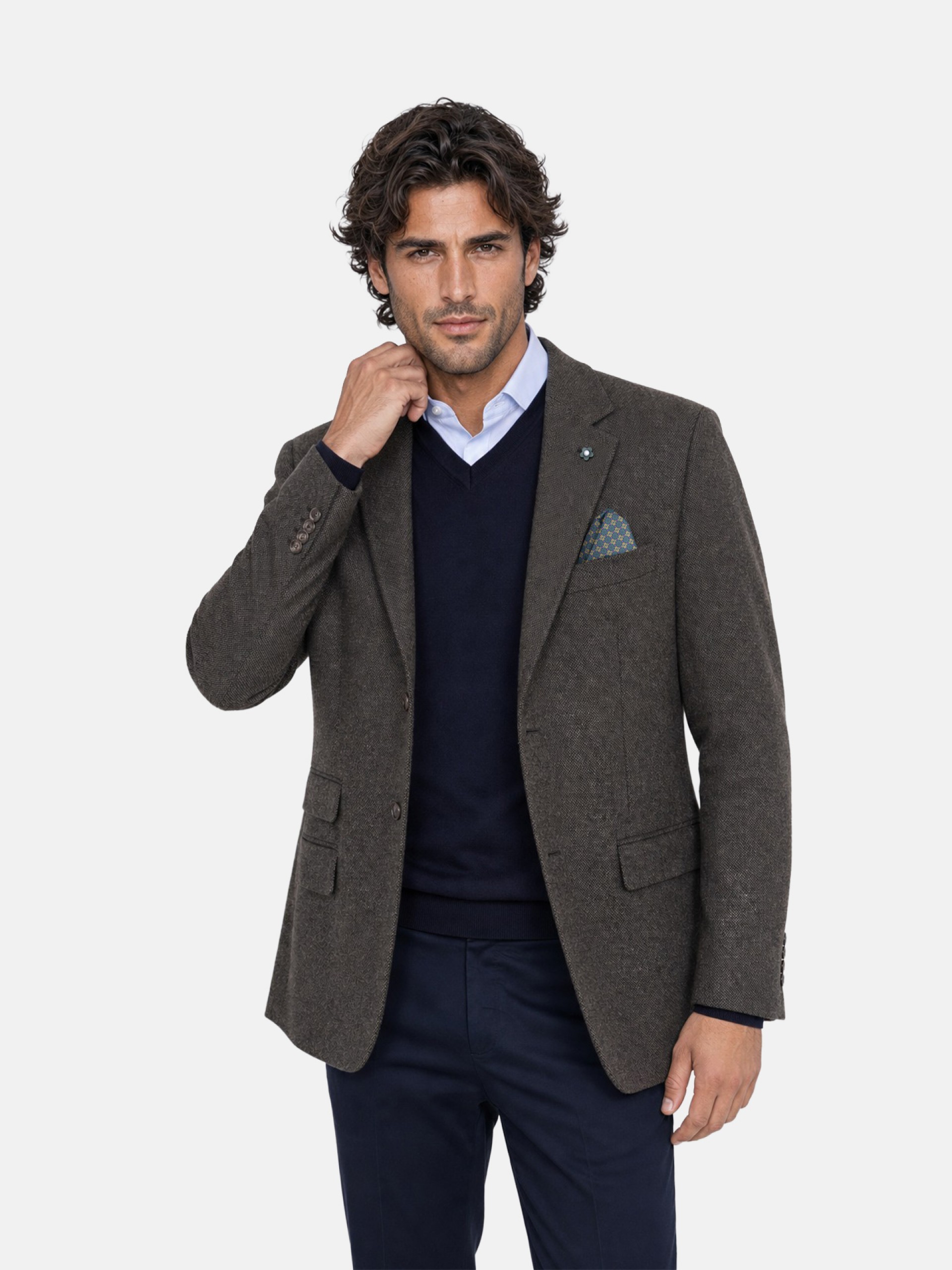 Blazer de micro padrão com lã