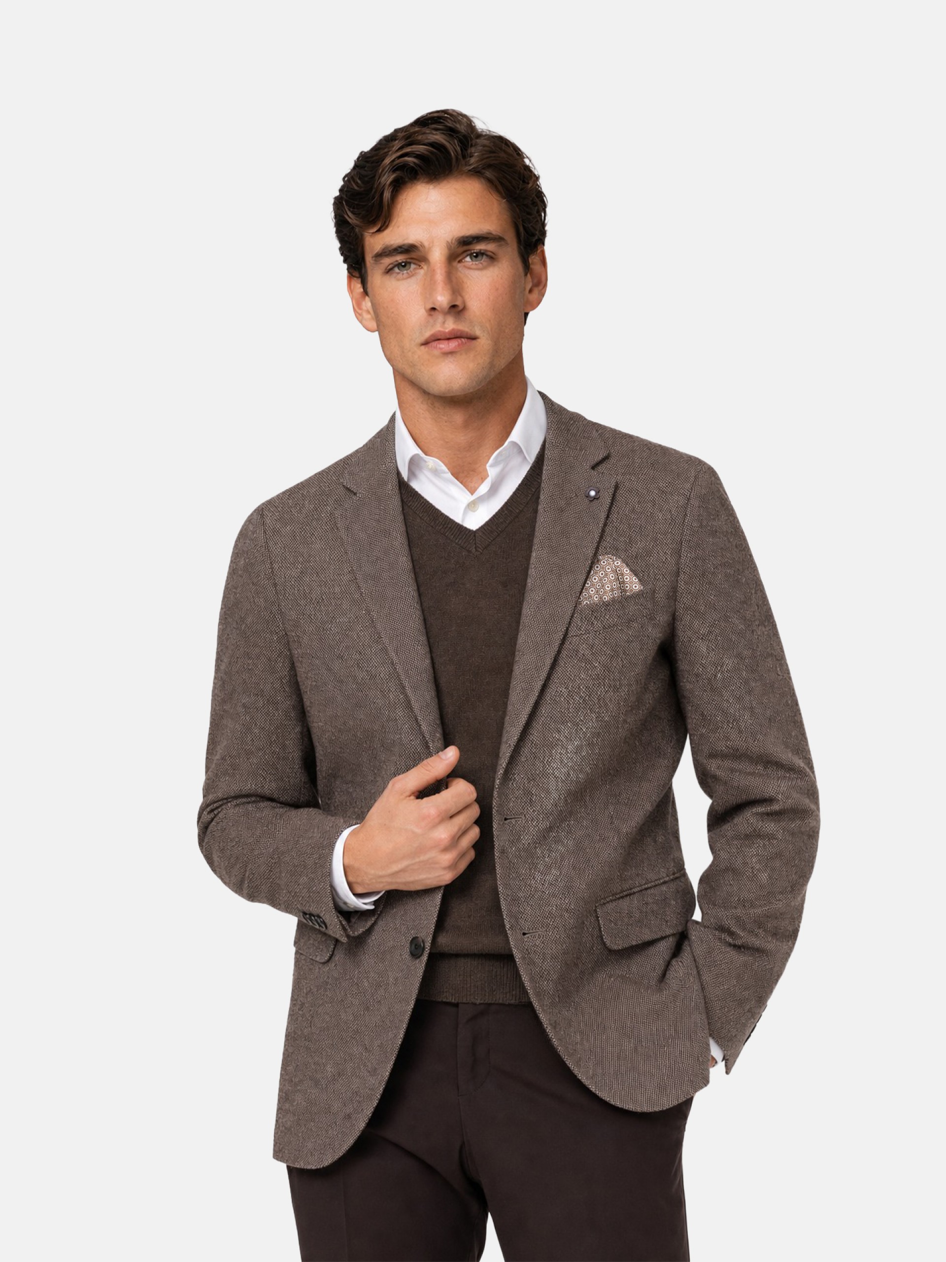 Blazer de micro padrão com lã
