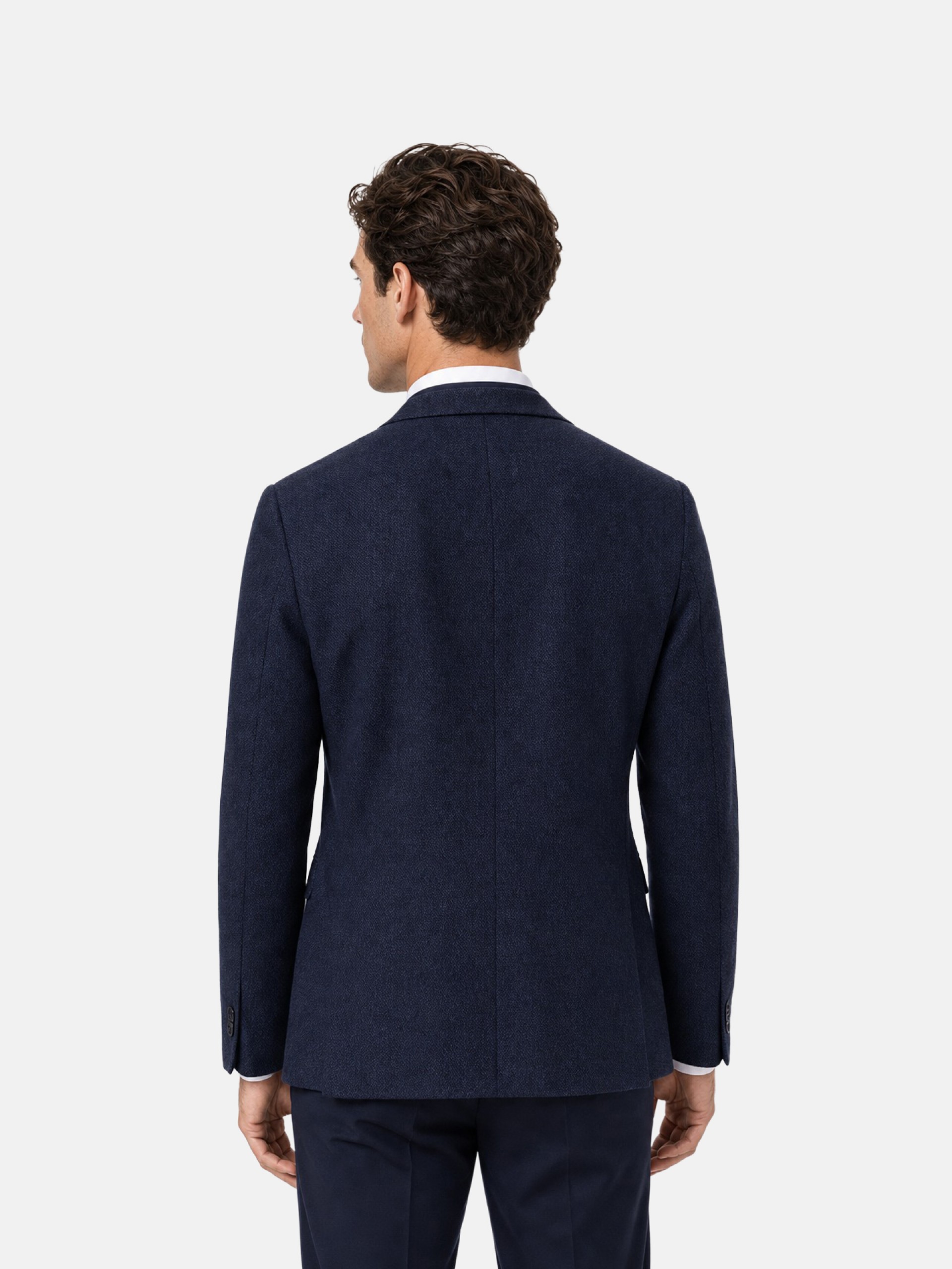 Micro-Pattern Wool-Blend Blazer