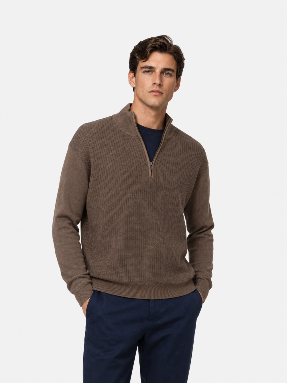 Half zip knitted jumper